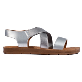 Women's silver slip-on sandals