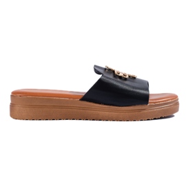 Stylish women's black flip-flops