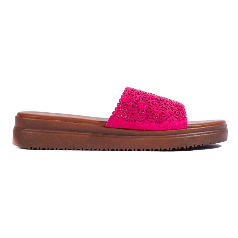 Women's fuchsia platform slides pink