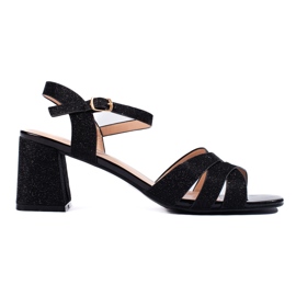 Women's black glitter sandals