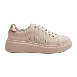 Women's Leather Sneakers on the Beige Platform Gatira