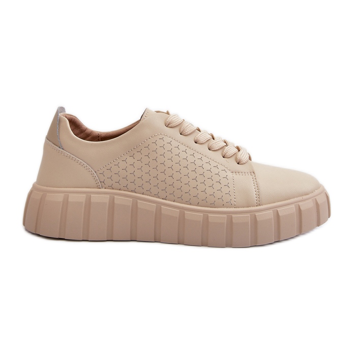 Women's Leather Sneakers on the Beige Eselmarie Platform