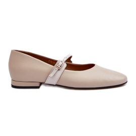 Women's Leather Flat Ballerinas Laura Messi 2774 Beige Women's Leather Flat Ballerinas Laura Messi 2774 Beige