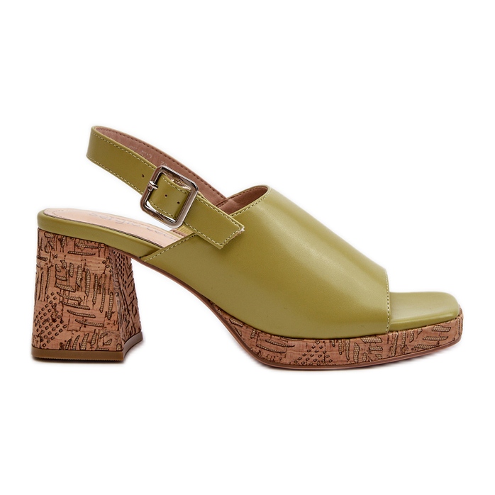 Women's Eco Leather Sandals On High Heel Sergio Leone SK572 Pistachio green