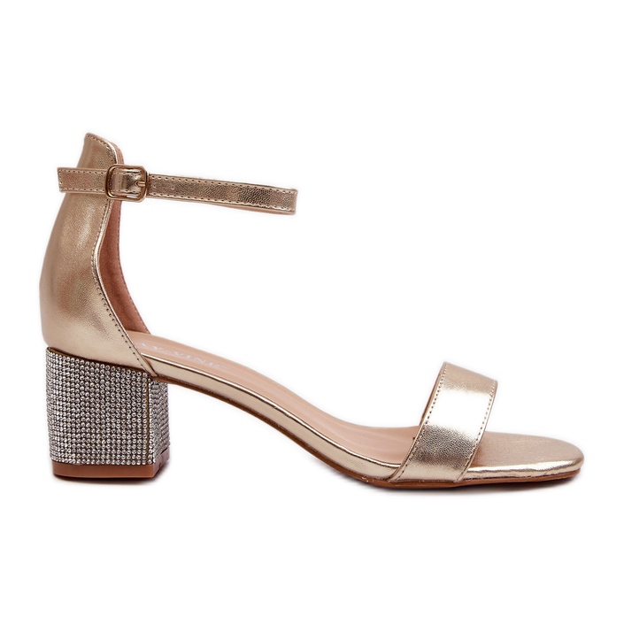 Women's Sandals Made of Eco Leather With Decorated High Heels, Golden Wiatalia Women's Sandals Made of Eco Leather With Decorated High Heels, Golden Wiatalia