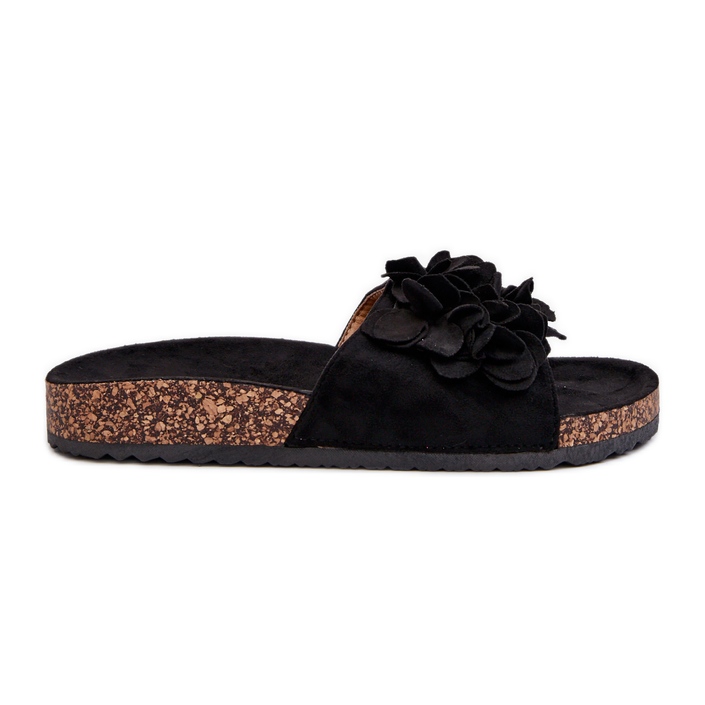 Women's Flip-Flops On a Cork Platform Made of Eco Suede, Black Jaihini