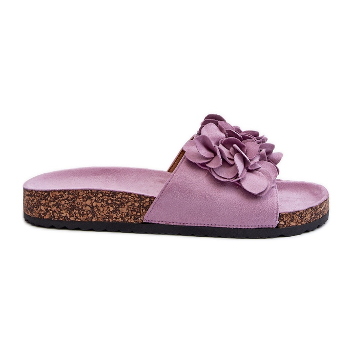 Women's Flip-Flops On a Cork Platform Made of Eco Suede, Purple Jaihini violet