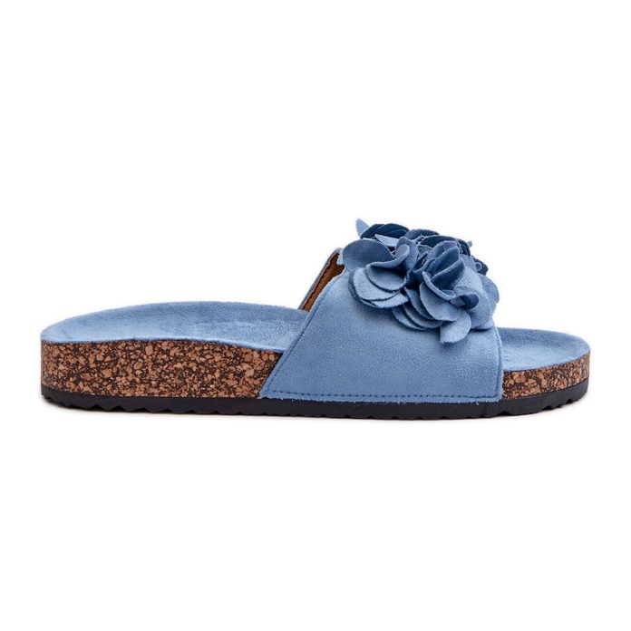 Women's Flip-Flops On a Cork Platform Made of Eco Suede, Blue Jaihini