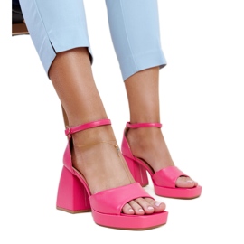 Dark pink high-heeled sandals by Vesna