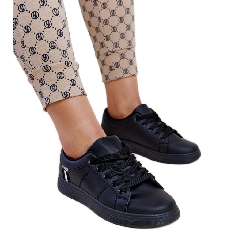 Black eco-leather sneakers by Devona Black eco-leather sneakers by Devona
