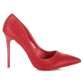 Qinba Shiny pumps on a pin red