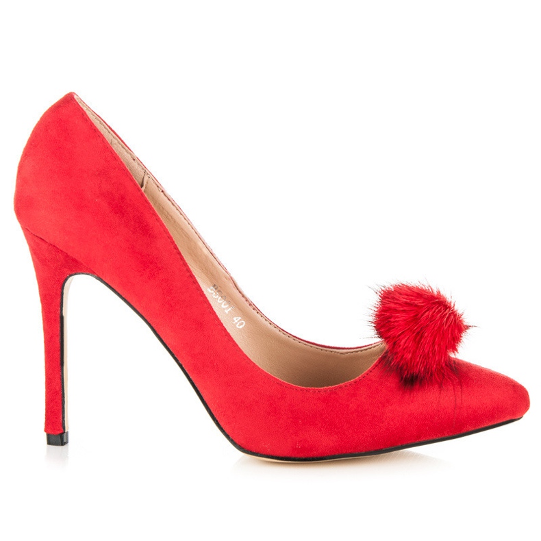 Coco Perla Pumps with a pompom red