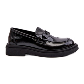 Women's Patent Leather Moccasins Black Keelana