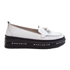 Women's Leather Moccasins On The Platform, White Assetnima Women's Leather Moccasins On The Platform, White Assetnima