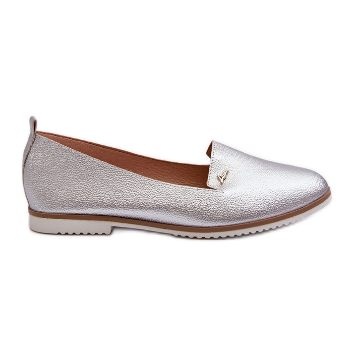 Women's Flat Heel Moccasins Silver Enzla