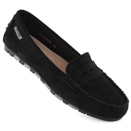 Women's black suede moccasins Potocki 09300
