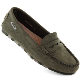 Potocki 09300 khaki women's suede moccasins green