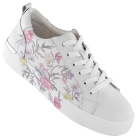 Leather women's shoes, sports sneakers with flowers, Filippo DP6056 white Leather women's shoes, sports sneakers with flowers, Filippo DP6056 white