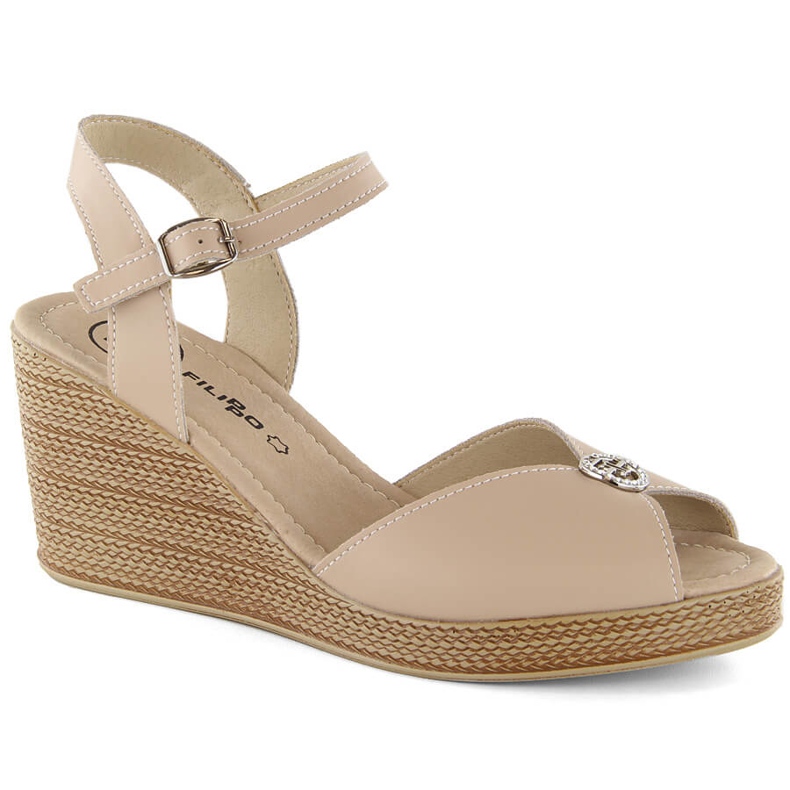 Beige leather women's wedge sandals Filippo DS6026 Beige leather women's wedge sandals Filippo DS6026