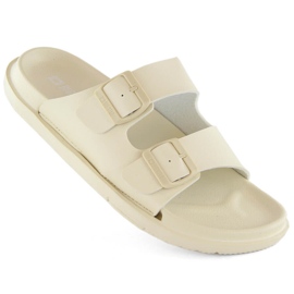Beige women's foam flip-flops with buckles Big Star NN274A752
