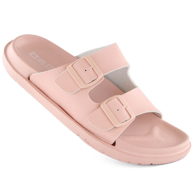 Women's foam flip-flops with nude buckles Big Star NN274A753 pink
