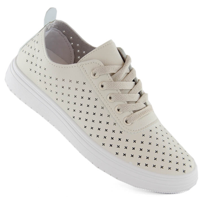 Women's openwork sports shoes, beige Sabatina 0819