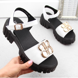 Women's leather high-heeled and platform sandals, white Vinceza 7910 Women's leather high-heeled and platform sandals, white Vinceza 7910
