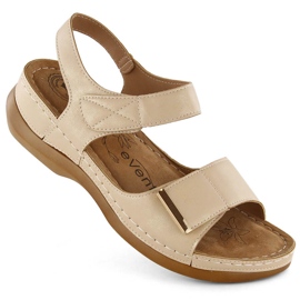 Women's comfortable sandals with velcro, beige eVento 0146