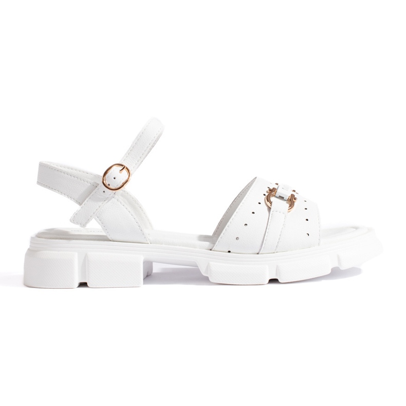 Goodin Women's white leather sandals