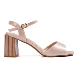 Goodin Elegant beige women's sandals on a high heel