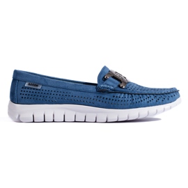 Goodin Women's blue openwork moccasins