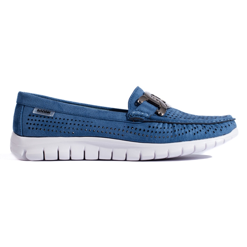 Goodin Women's blue openwork moccasins