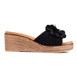 Black suede wedge mules Black suede wedge mules