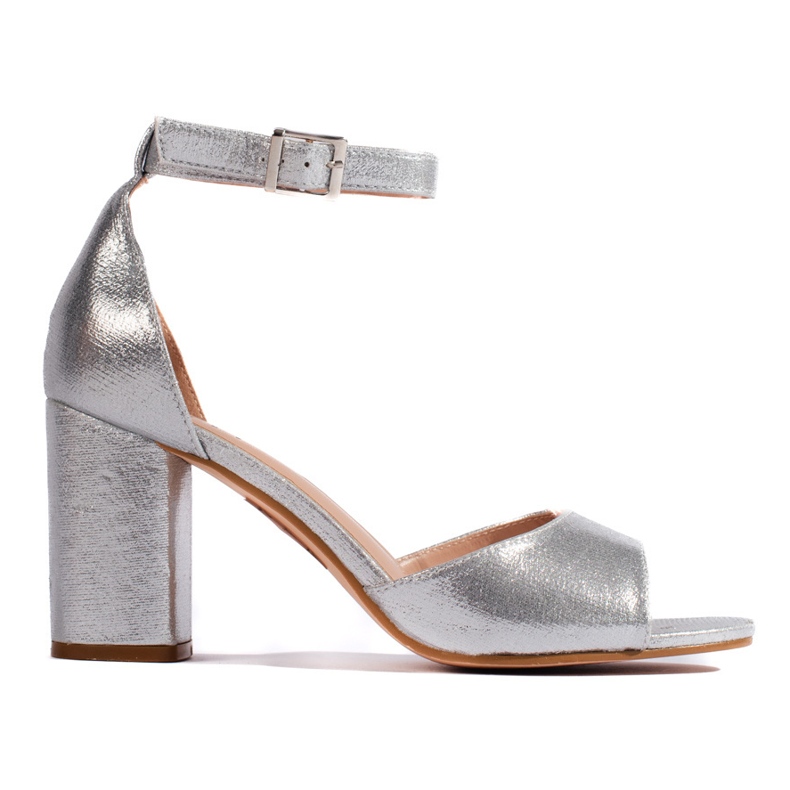 Women's silver high-heeled sandals
