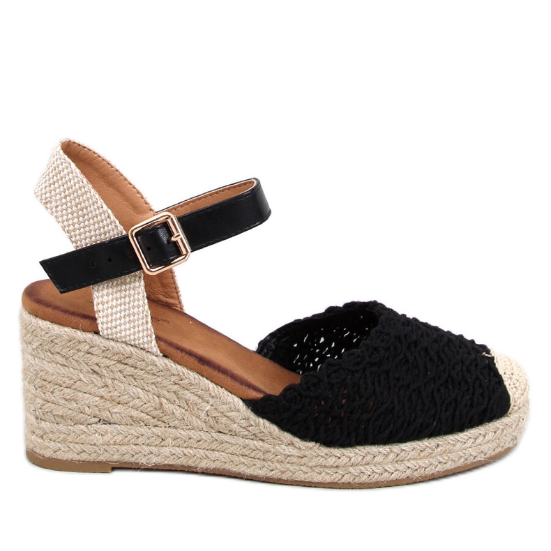 Morelli Black espadrille wedge sandals