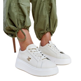 Light beige leather sneakers with a high sole, Melita