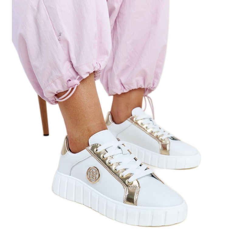 White leather sneakers with a massive Viera sole White leather sneakers with a massive Viera sole