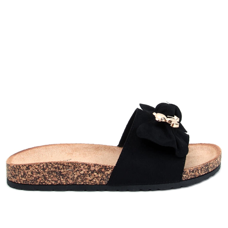 Loups Black cork slippers with a teddy bear