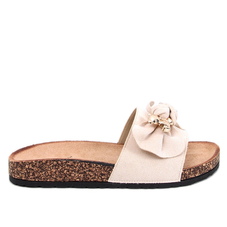 Loups Beige cork slippers with a teddy bear