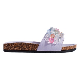 Women's purple suede flip-flops