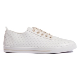 Women's white and beige openwork sneakers