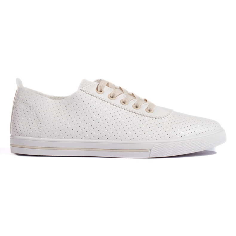 Women's white and beige openwork sneakers