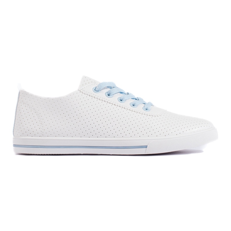Women's white and blue openwork sneakers