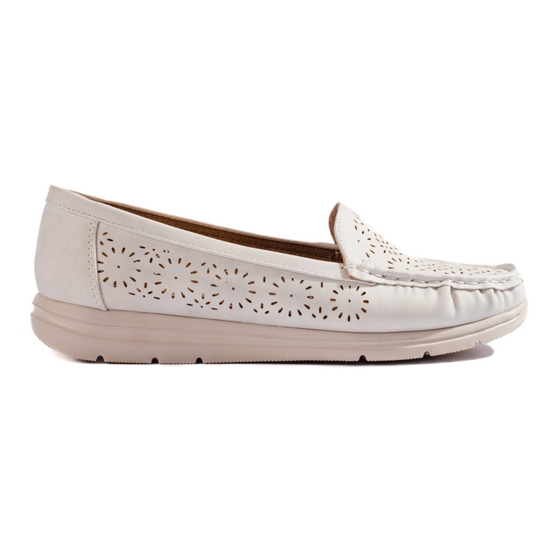 Women's white openwork moccasins Women's white openwork moccasins