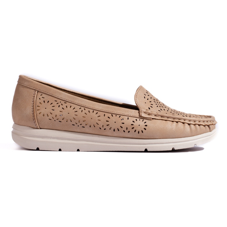 Women's openwork moccasins, dark beige Women's openwork moccasins, dark beige