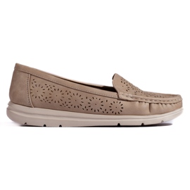 Beige women's openwork moccasins Beige women's openwork moccasins