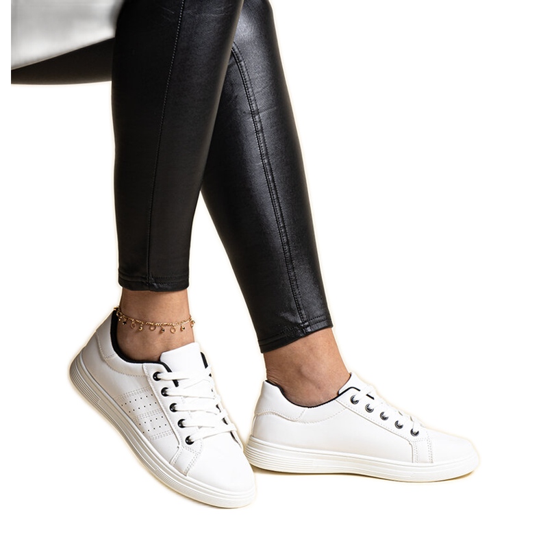 White eco-leather sneakers by Cathleen