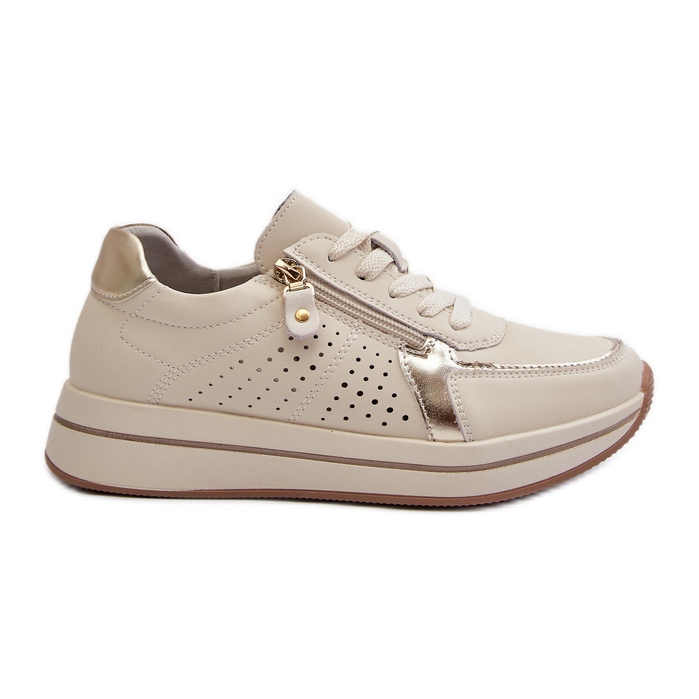 Women's Leather Sneakers on the Beige Ligustra Platform Women's Leather Sneakers on the Beige Ligustra Platform