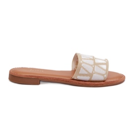Women's Flat-Heeled Flip-Flops Beige Traivea