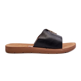 Women's Flip-Flops On a Flat Sole With Decoration, Eco Leather, Black Makia